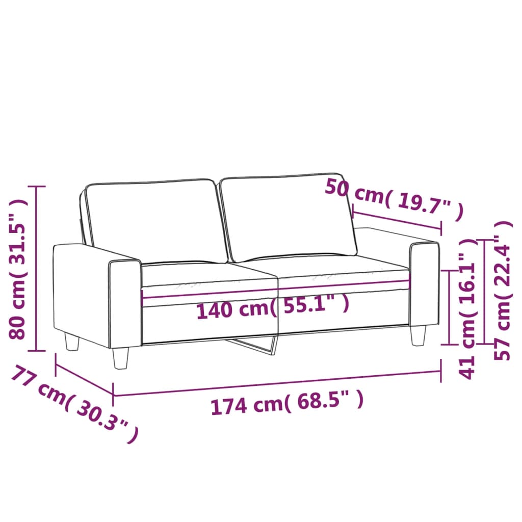 Divano a 2 Posti Crema 140 cm in Tessuto 359393