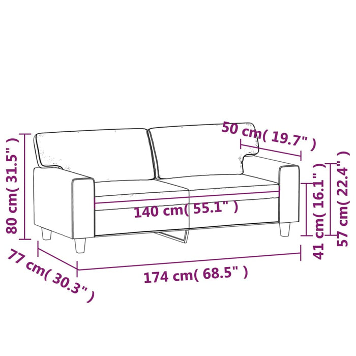 Divano a 2 Posti Nero 140 cm in Similpelle 359417