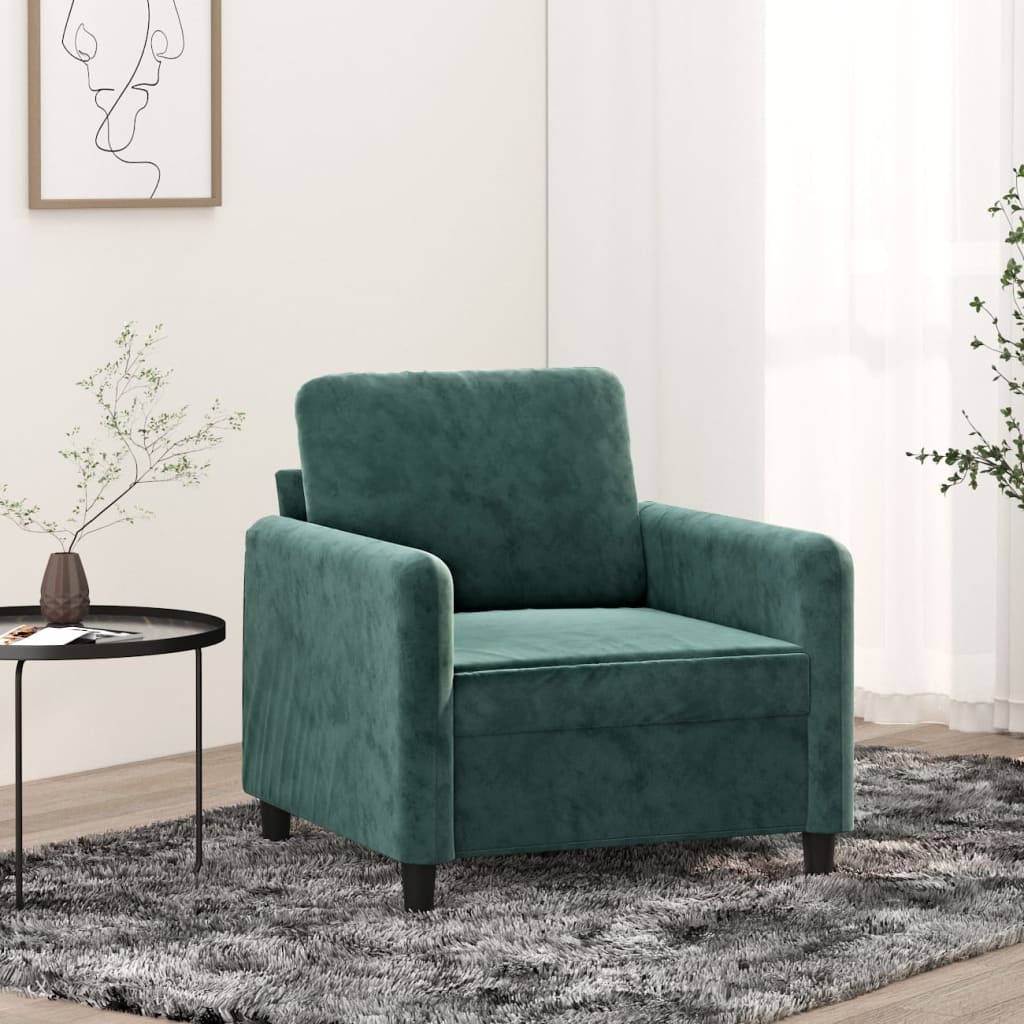 Poltrona Verde Scuro 60 cm Velluto 359424