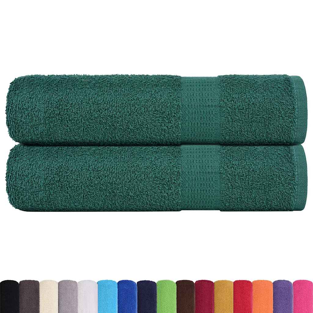 Asciugamani Doccia 2 pz Verde 70x140 cm 360 g/m² 100% Cotone 136857