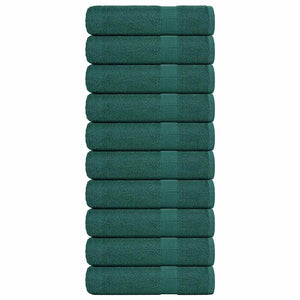 Asciugamani da Bagno 10 pz Verde 100x150cm 360 g/m² 100% Cotone 136862