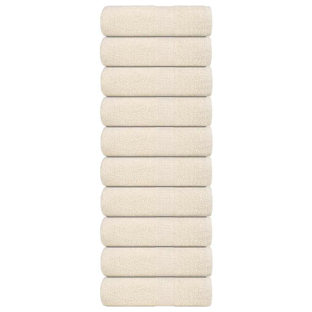 Asciugamani Ospiti 10 pz Crema 30x50 cm 360 g/m² 100% Cotone 136997