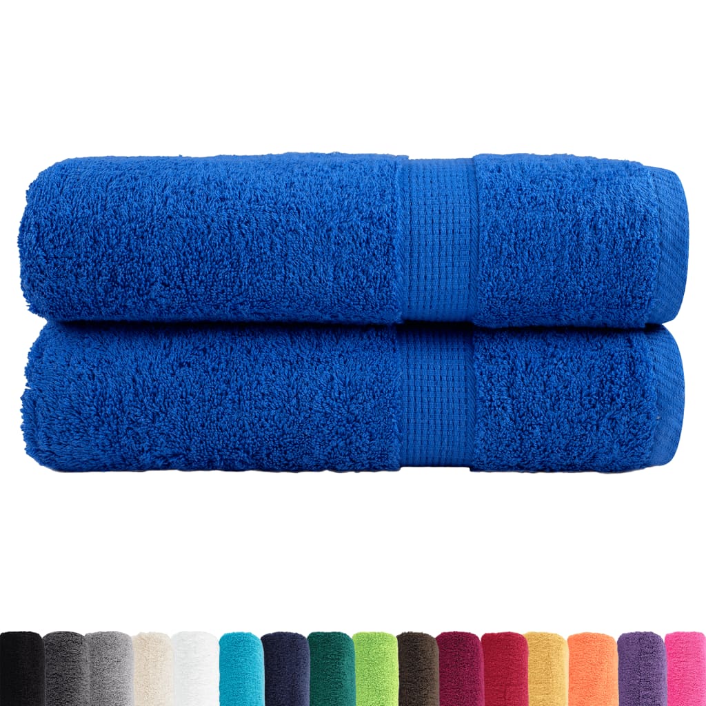 Asciugamani da Bagno 2 pz Blu 100x150 cm 600gsm 100% Cotone 137191