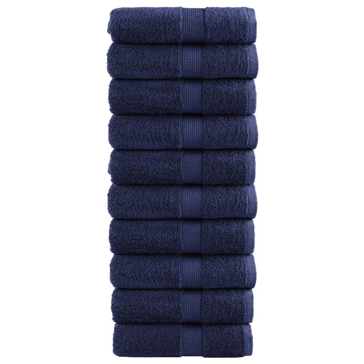 Asciugamani Ospiti 10 pz Blu Navy 30x50 cm 600gsm 100% Cotone 137256