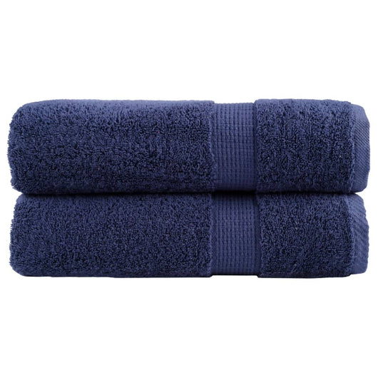 Asciugamani da Bagno 2 pz Blu Navy 100x150cm 600gsm 100% Cotone 137263