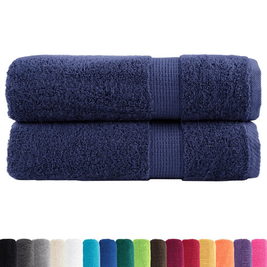 Asciugamani da Bagno 2 pz Blu Navy 100x150cm 600gsm 100% Cotone 137263