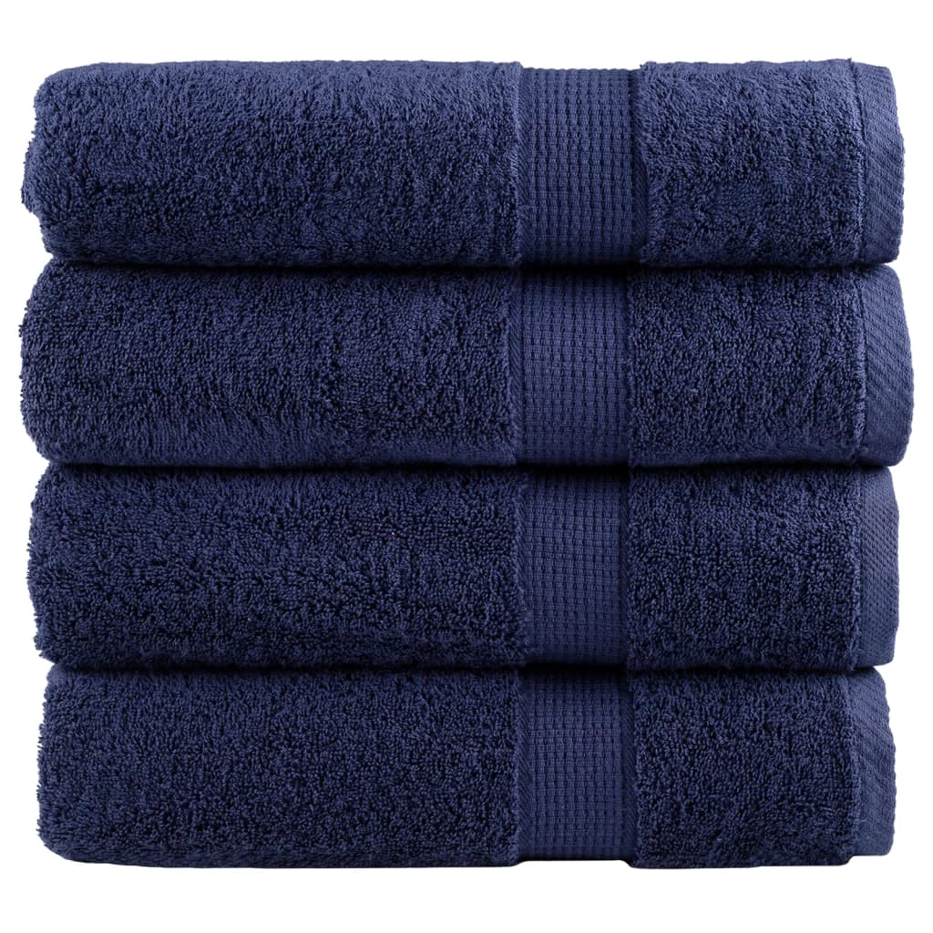 Asciugamani da Bagno 4 pz Blu Navy 100x150cm 600gsm 100% Cotone 137264