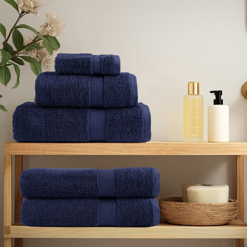 Asciugamani da Bagno 4 pz Blu Navy 100x150cm 600gsm 100% Cotone 137264