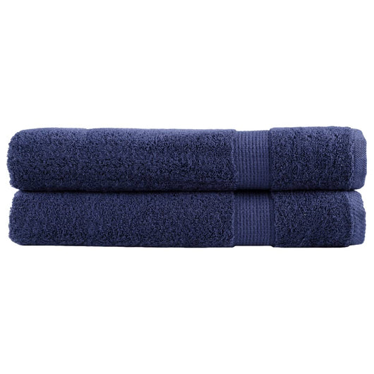 Asciugamani Premium 2 pz Blu Navy 100x200cm 600gsm 100% Cotone 137269