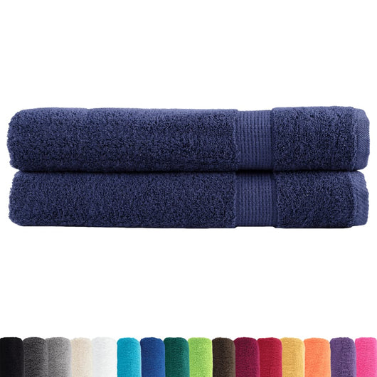 Asciugamani Premium 2 pz Blu Navy 100x200cm 600gsm 100% Cotone 137269