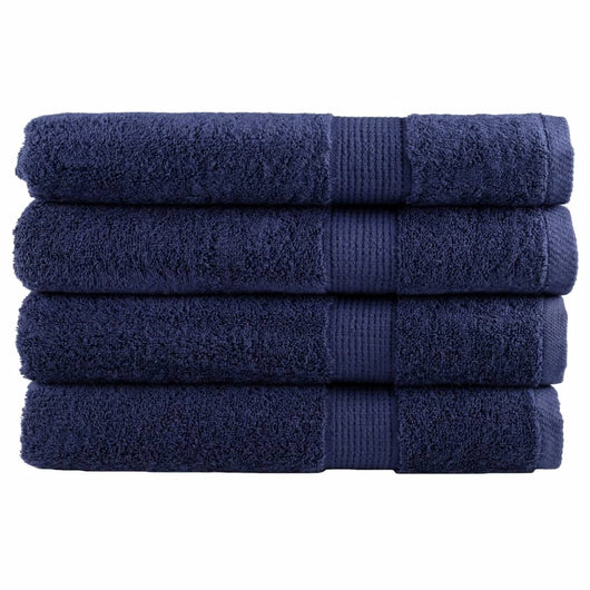 Asciugamani Premium 4 pz Blu Navy 100x200cm 600gsm 100% Cotone 137270