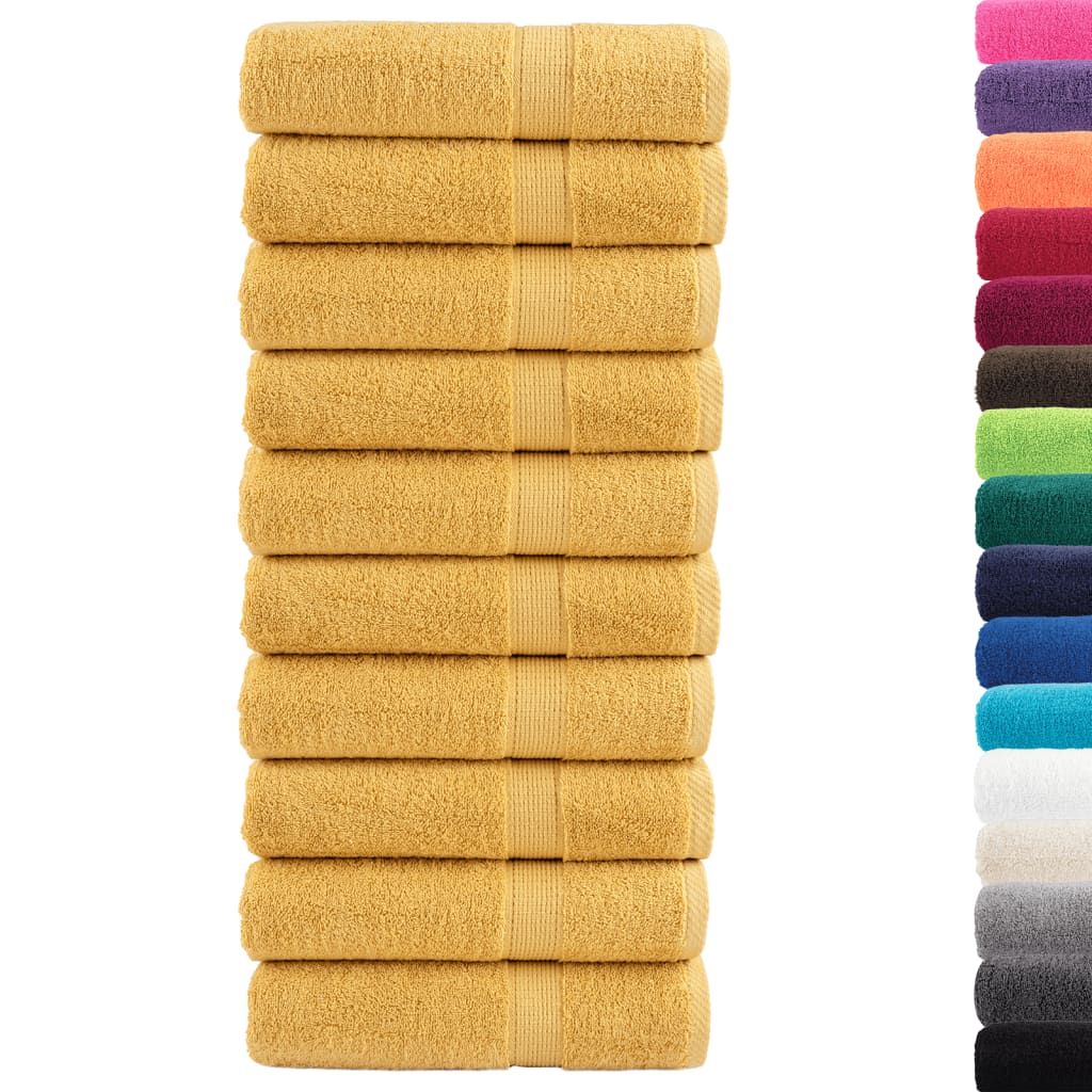 Asciugamani da Bagno 10 pz Oro 100x150cm 600gsm 100% Cotone 137289