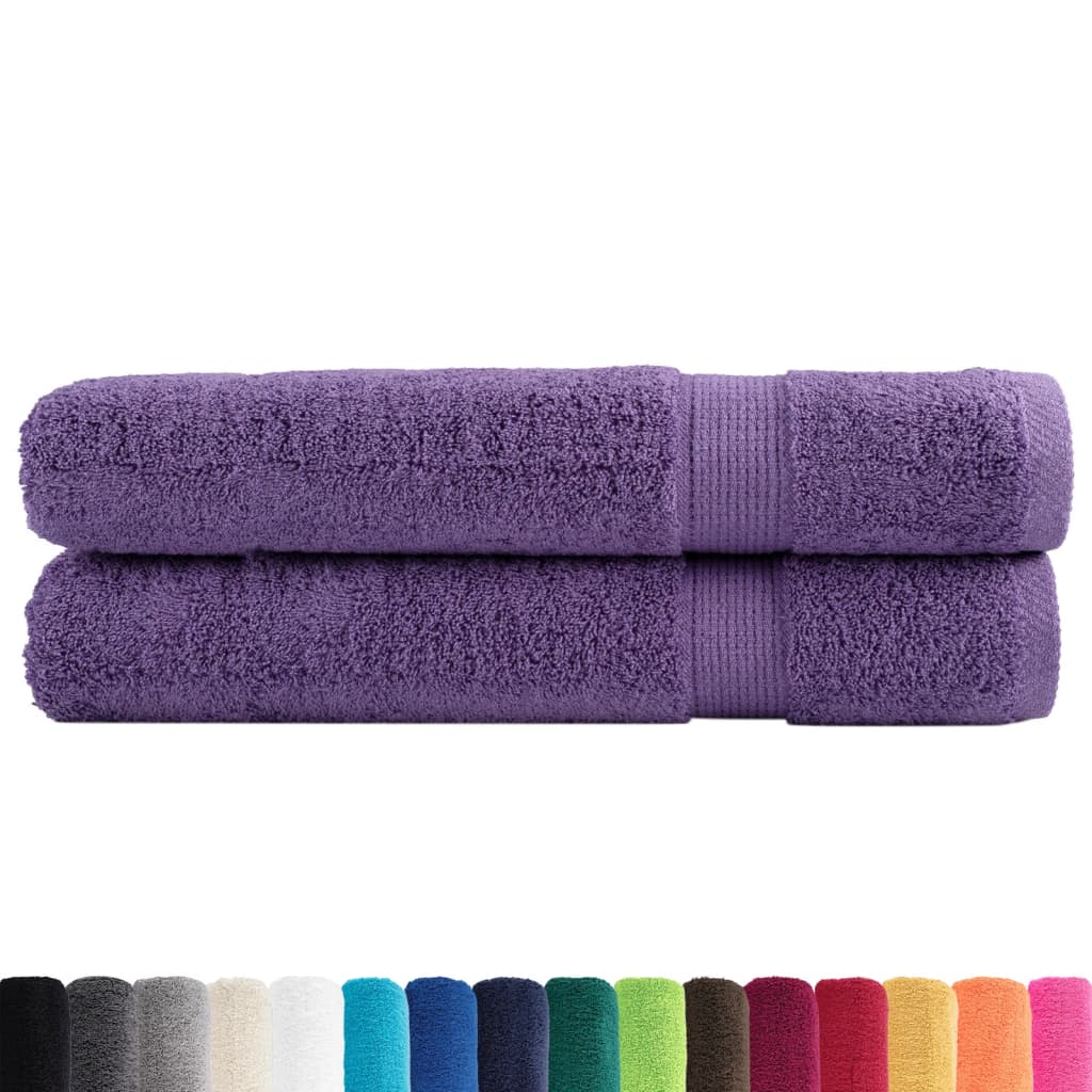 Asciugamani Premium 2 pz Viola 100x200 cm 600 g/m² 100% Cotone 137365