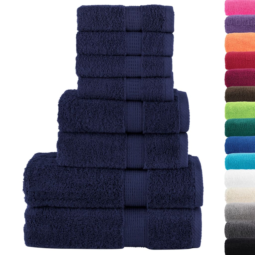 Set Asciugamani 8 pz Blu Navy 600 gsm 100% Cotone 137541