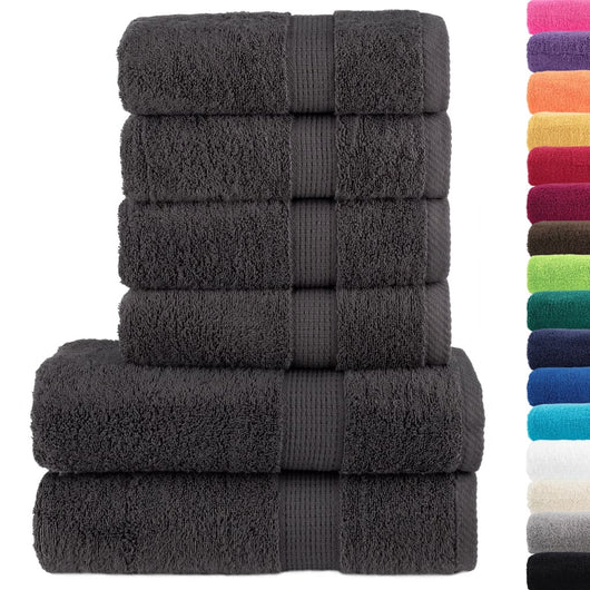 Set Asciugamani 6 pz Antracite 600 gsm 100% Cotone 137554