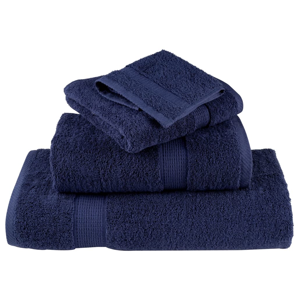 Set Asciugamani 8 pz Blu Navy 600 gsm 100% Cotone 137558