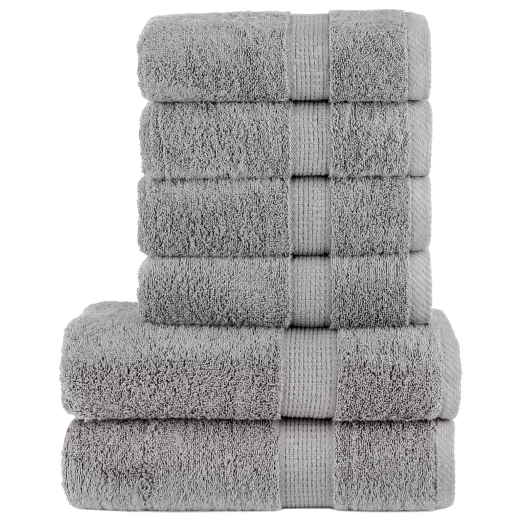 Set Asciugamani 6 pz Grigio 600 gsm 100% Cotone 137560