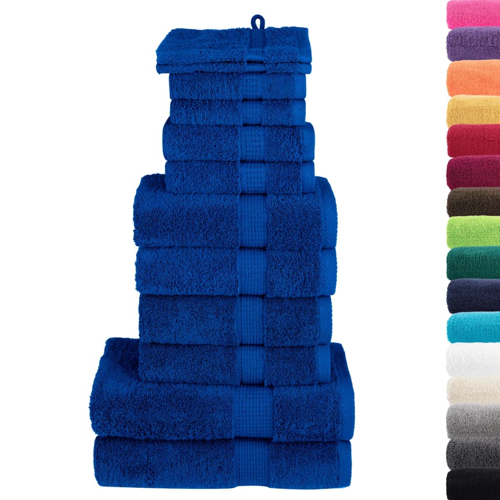 Set Asciugamani 12 pz Blu 600 gsm 100% Cotone 137572