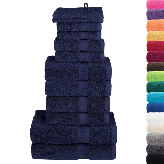 Set Asciugamani 12 pz Blu Navy 600 gsm 100% Cotone 137575