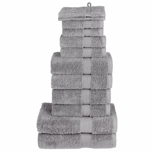 Set Asciugamani 12 pz Grigio 600 gsm 100% Cotone 137577