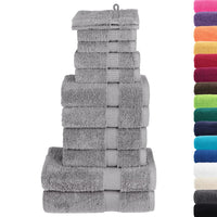 Set Asciugamani 12 pz Grigio 600 gsm 100% Cotone 137577