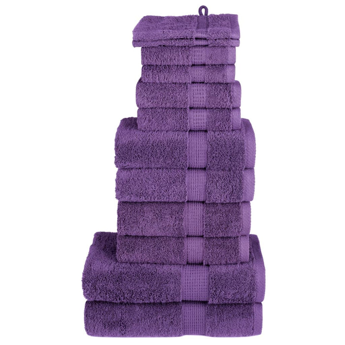 Set Asciugamani 12 pz Viola 600 gsm 100% Cotone 137579