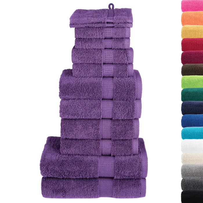 Set Asciugamani 12 pz Viola 600 gsm 100% Cotone 137579