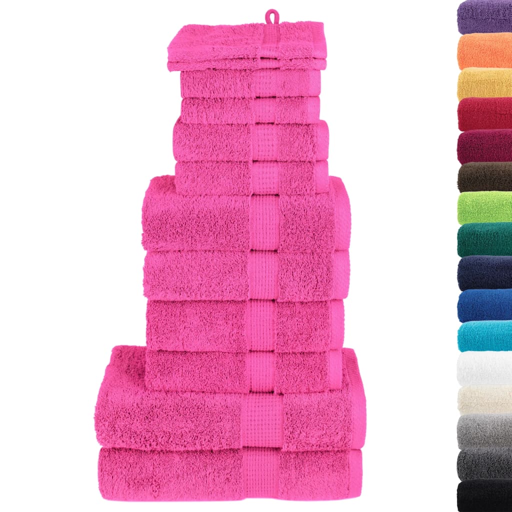 Set Asciugamani 12 pz Rosa 600 gsm 100% Cotone 137586