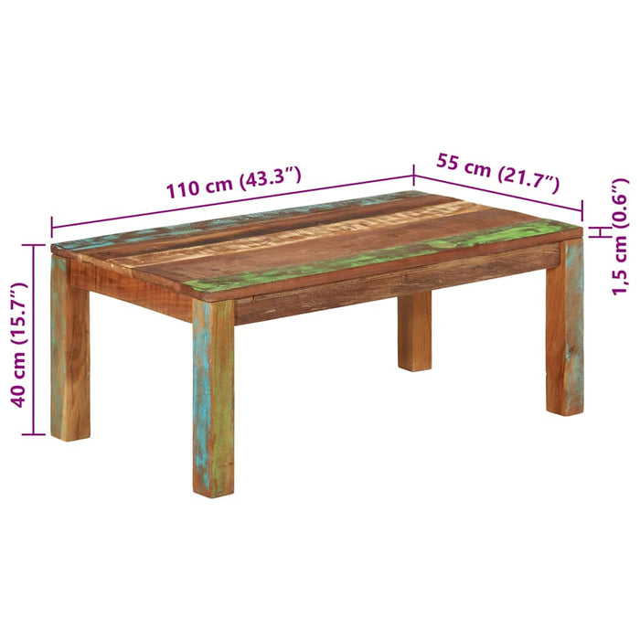 Tavolino da Salotto 100x55x40 cm in Legno Massello di Recupero 356252