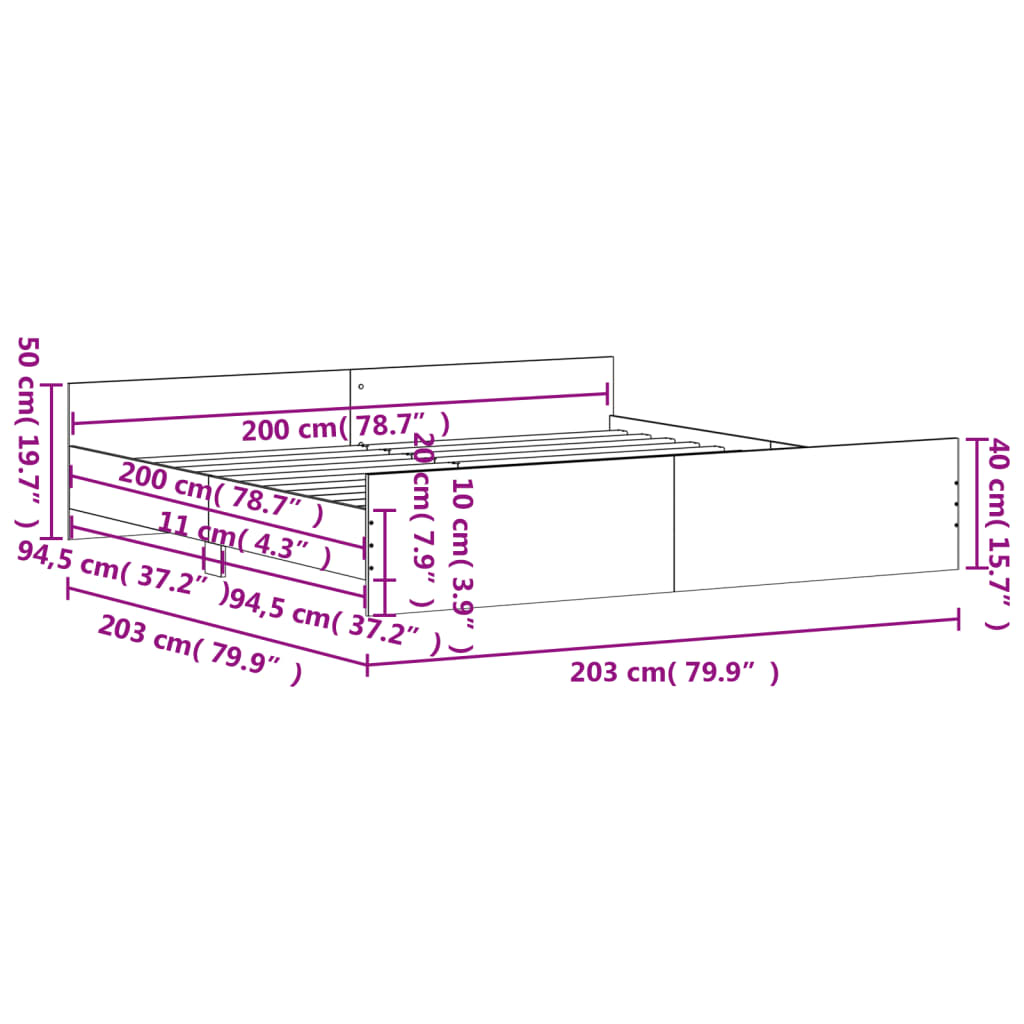 Giroletto con Testiera e Pediera Bianco 200x200 cm 3203733