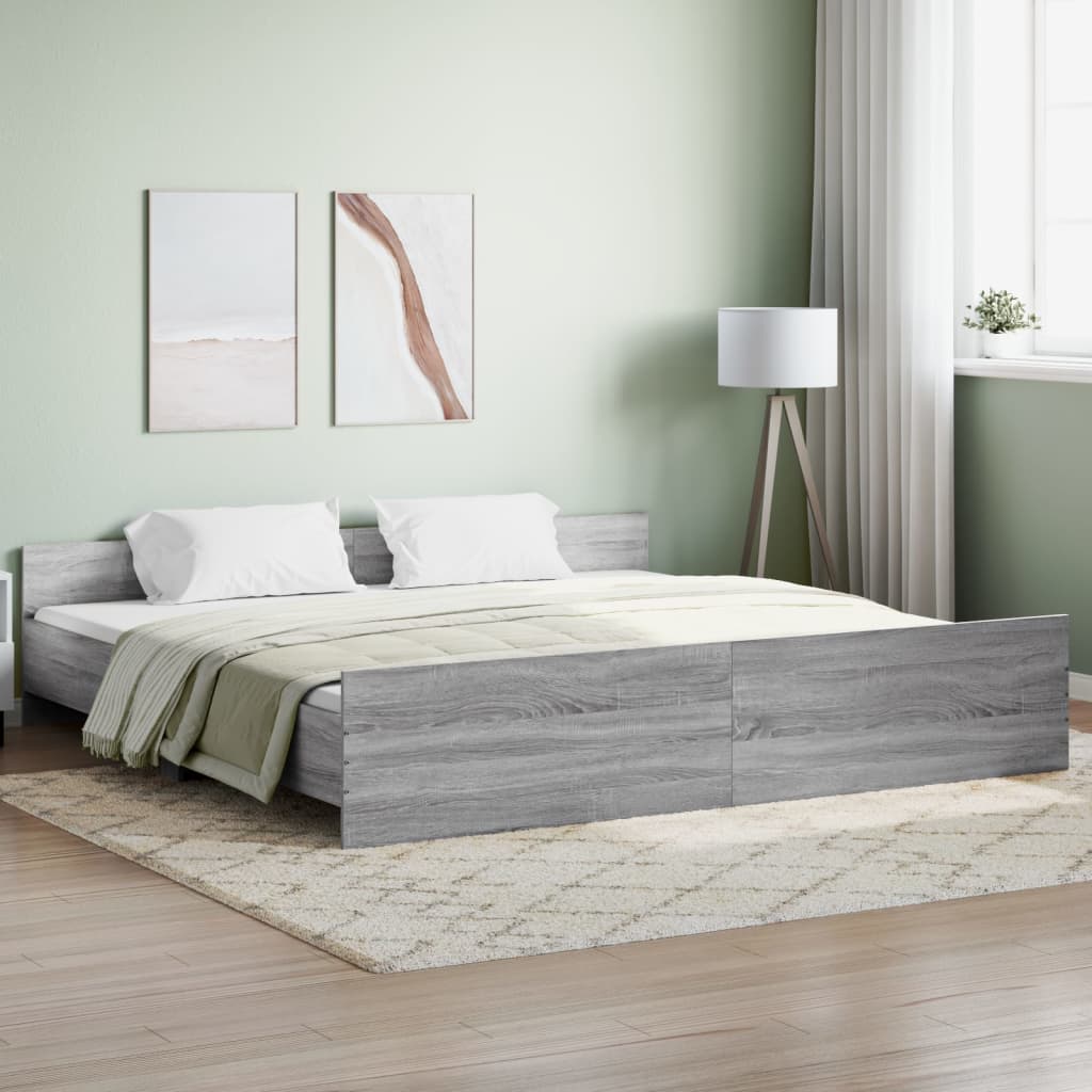 Giroletto con Testiera e Pediera Grigio Sonoma 180x200 cm 3203773