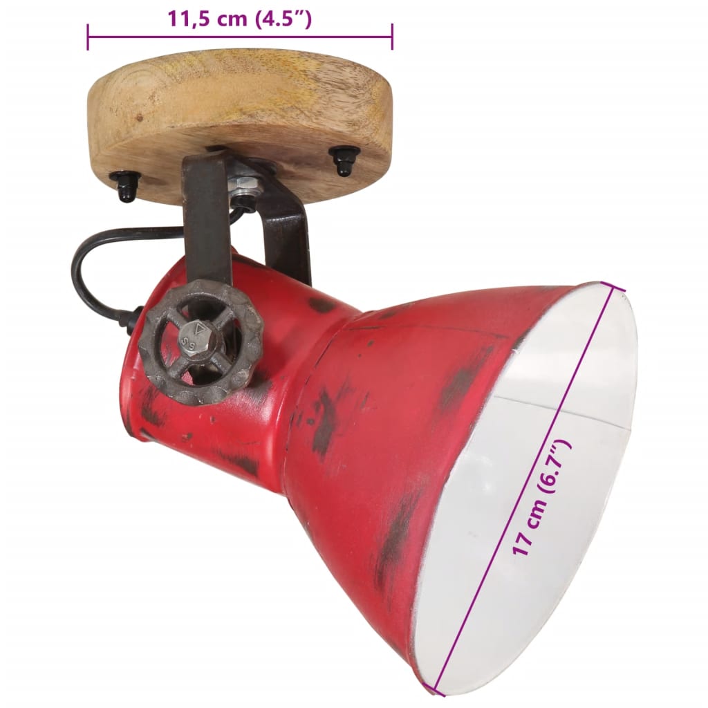 Lampada a Parete 25 W Rosso Anticato 11,5x11,5x25 cm E27 371826