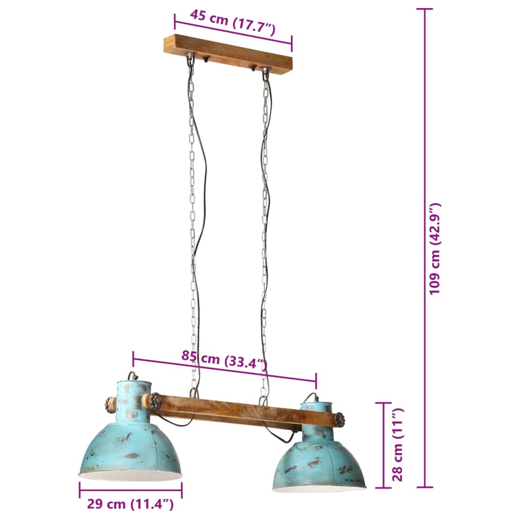 Lampada Pensile 25 W Blu Anticato 85x28x109 cm E27 371838