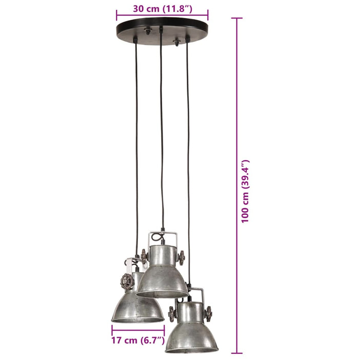 Lampada Pensile 25 W Argento Vintage 30x30x100 cm E27 371855