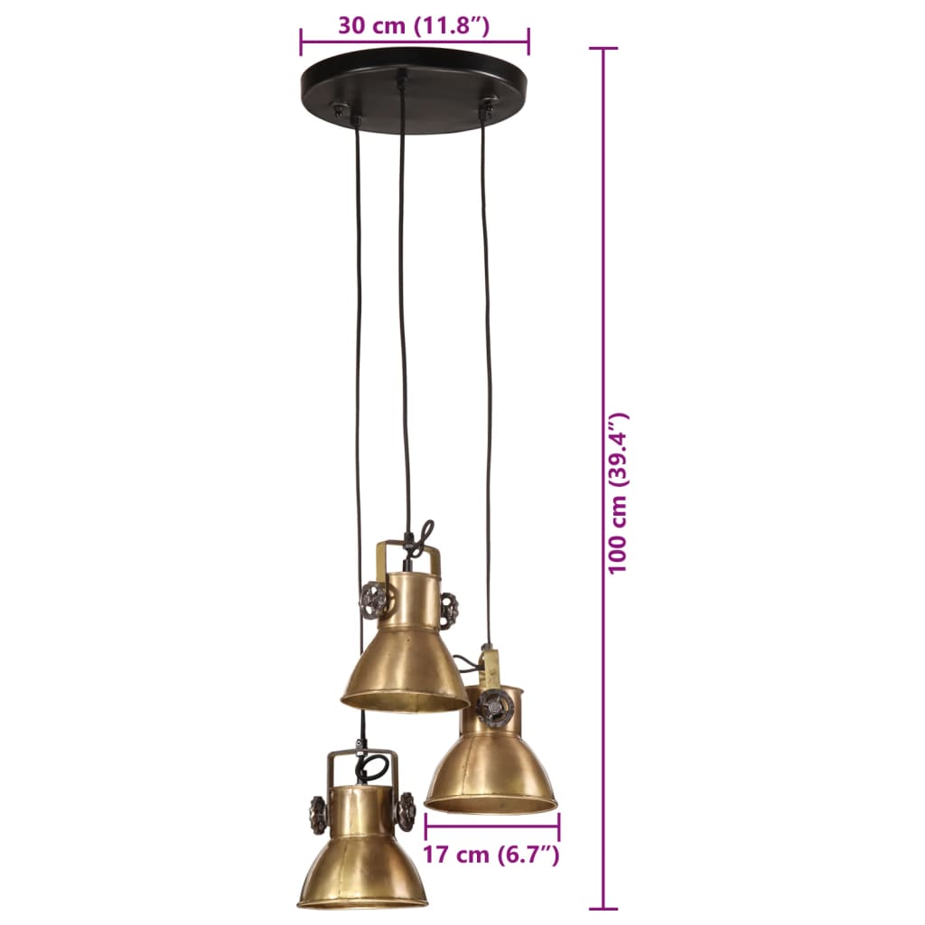 Lampada Pensile 25 W Ottone Anticato 30x30x100 cm E27 371856