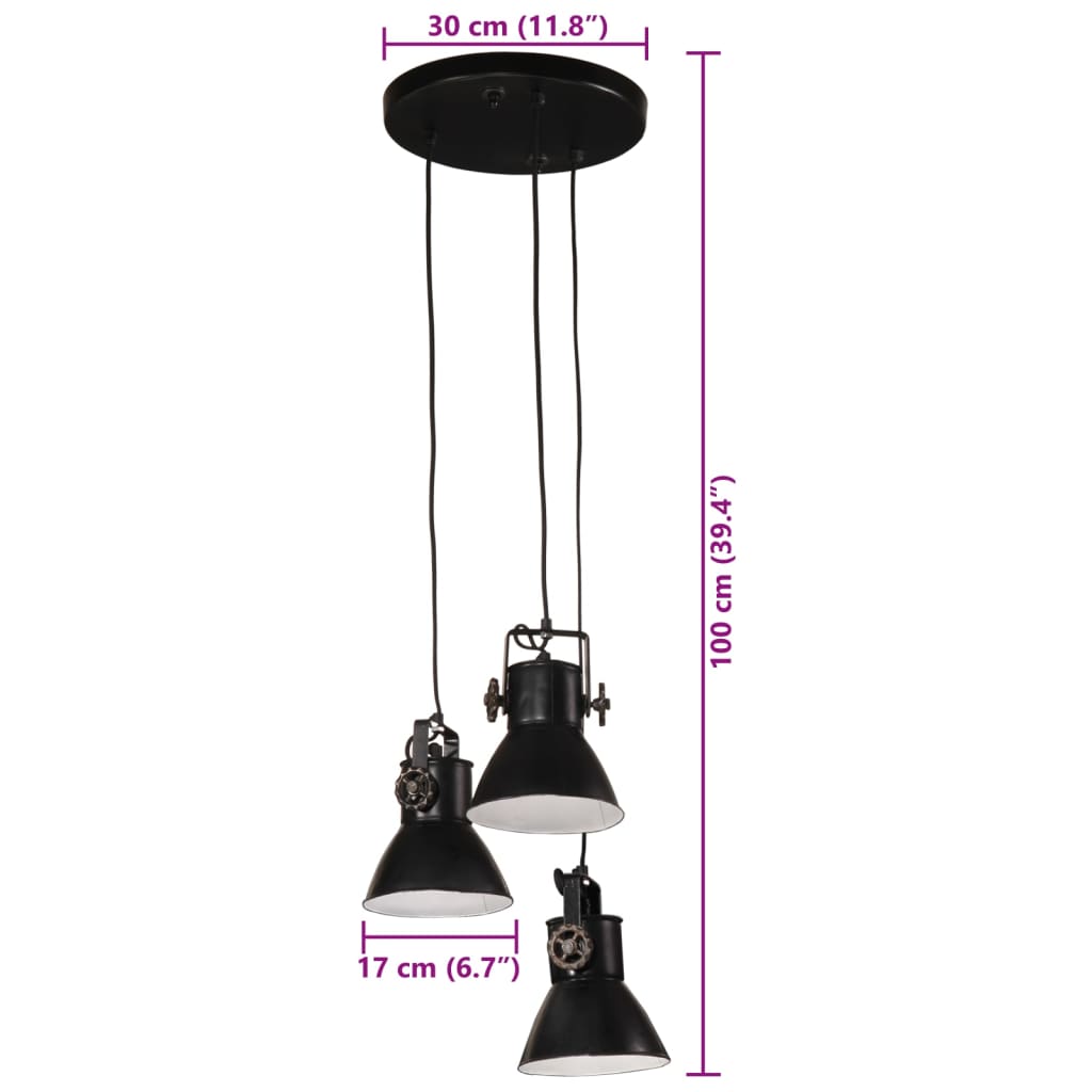 Lampada Pensile 25 W Nera 30x30x100 cm E27 371857