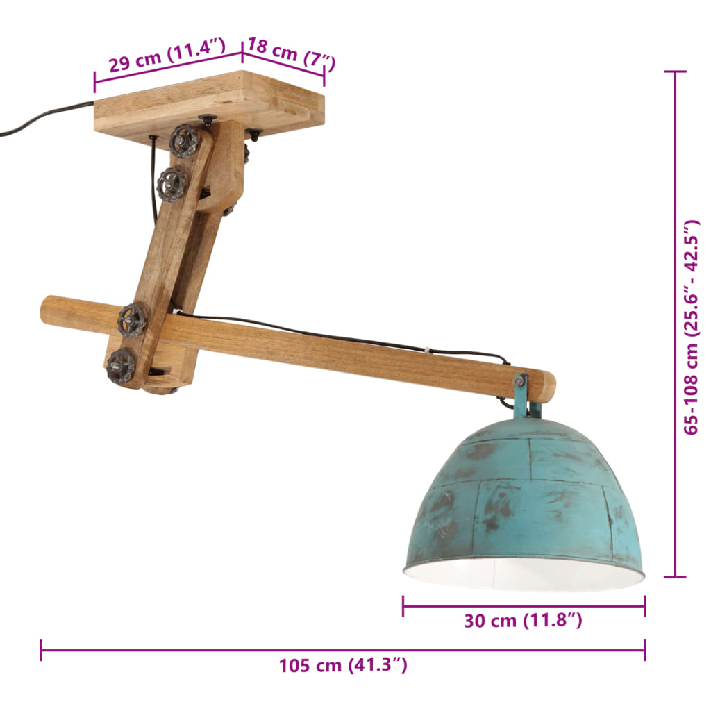 Lampada da Soffitto 25 W Blu Anticato 105x30x65-108cm E27 371926