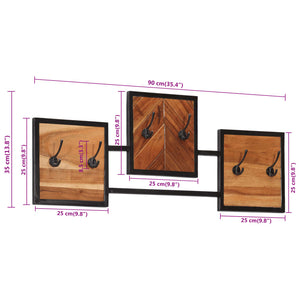 Appendiabiti a Parete 90x1x35 cm Legno Massello Acacia e Ferro 372743