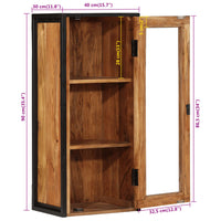 Mobile Bagno a Muro 40x30x90 cm Legno Massello Acacia e Ferro 372745