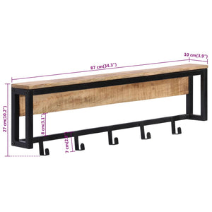 Appendiabiti 87x10x27 cm in Legno Massello Grezzo di Mango 358920