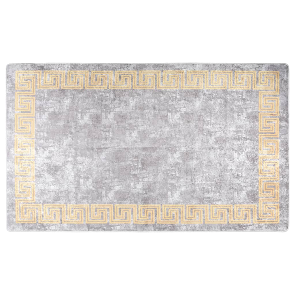 Tappeto Lavabile Grigio e Oro 150x230 cm Antiscivolocod mxl 107877