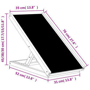 Rampa per Cani Grigia 70x35 cm in Legno Massello di Abete 172418