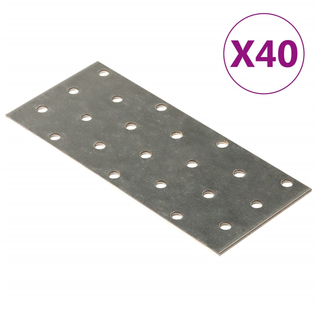 Piastre Forate 40 pz 2 mm 140x60 mm Acciaio Zincatocod mxl 83316