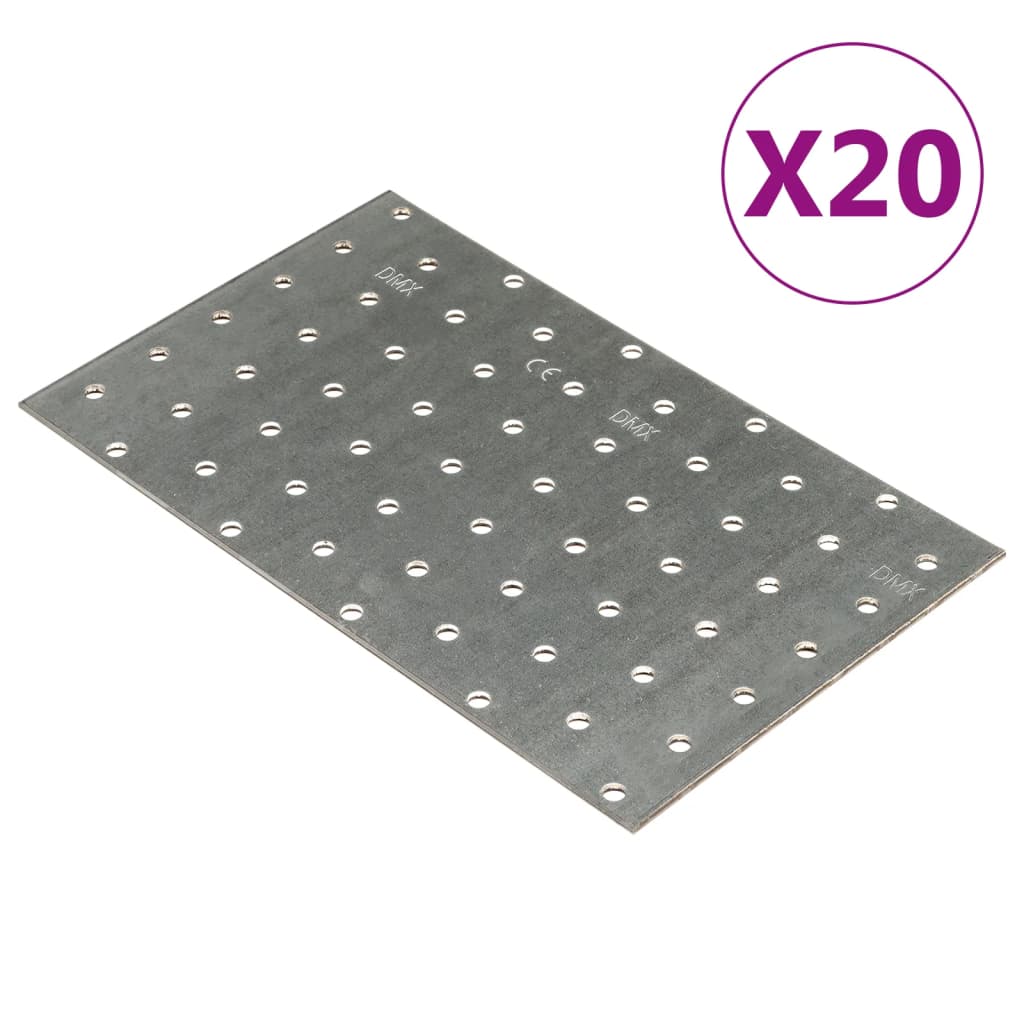 Piastre Forate 20 pz 2 mm 200x120 mm Acciaio Zincatocod mxl 83320