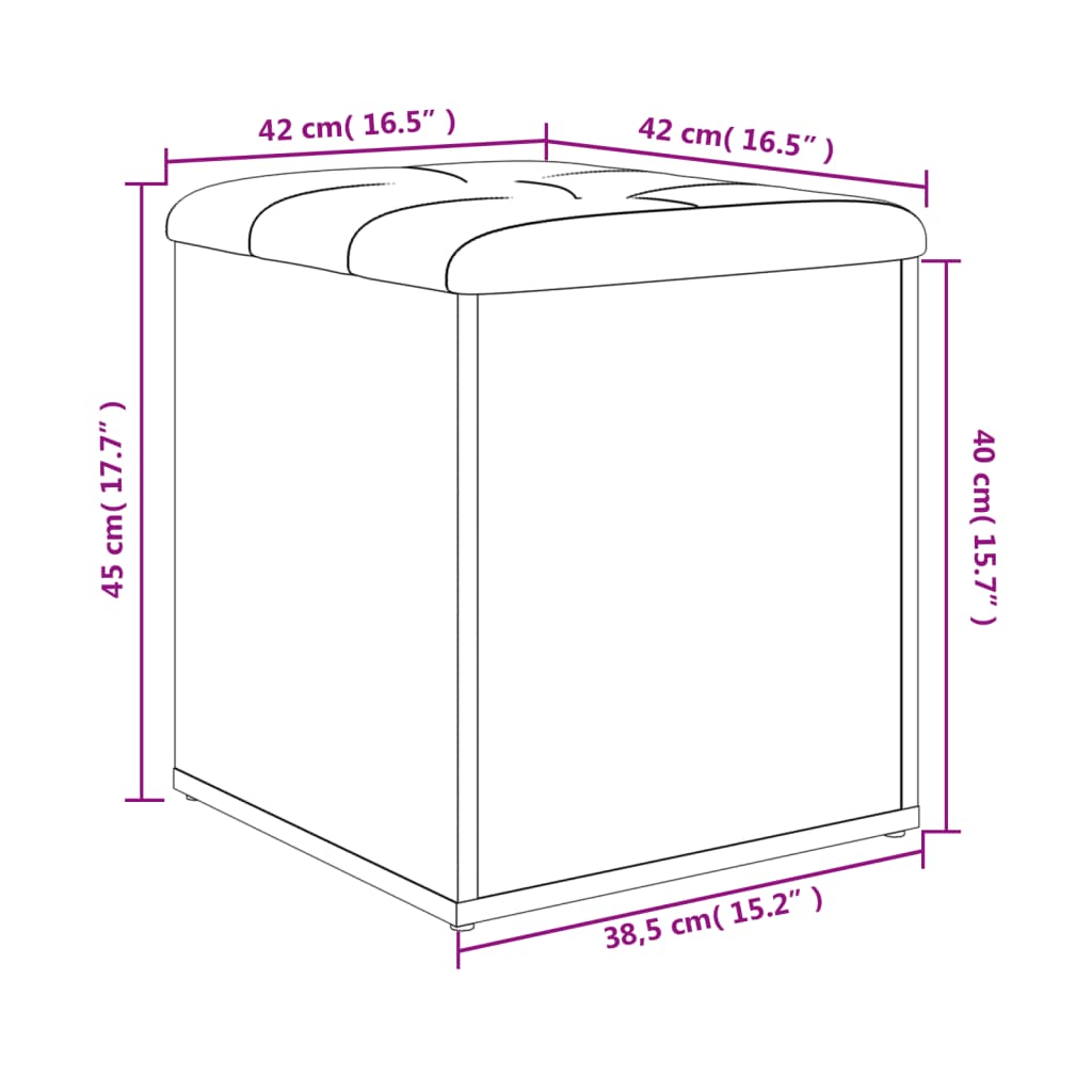 Panca Portaoggetti Nera 42x42x45 cm in Legno Multistrato 835034