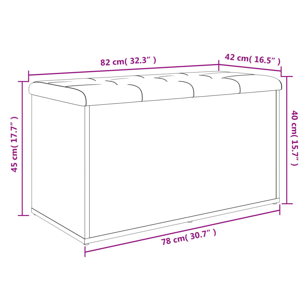 Panca Portaoggetti Grigio Cemento 82x42x45 cm Legno Multistrato 835050