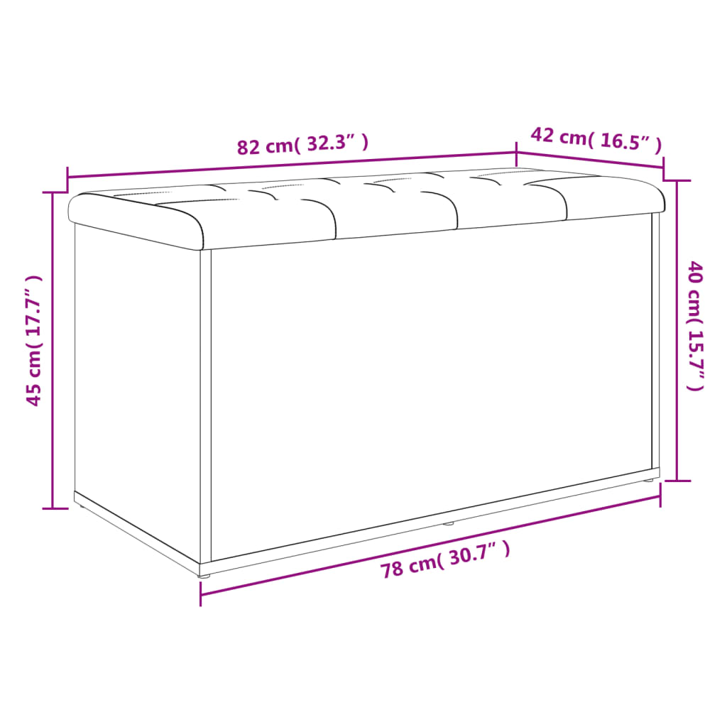 Panca Portaoggetti Grigio Sonoma 82x42x45 cm Legno Multistrato 835052