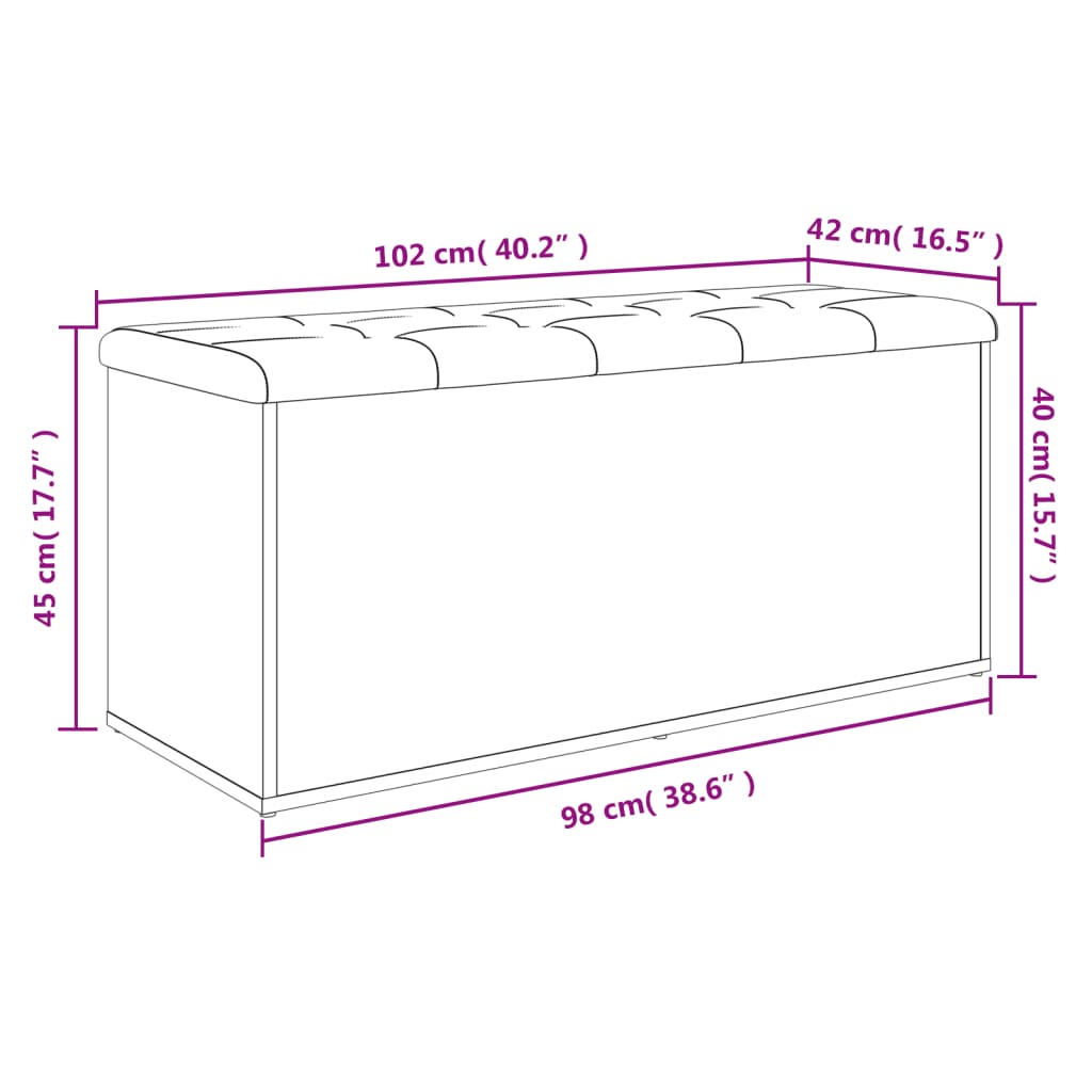 Panca Portaoggetti Nera 102x42x45 cm in Legno Multistrato 835055