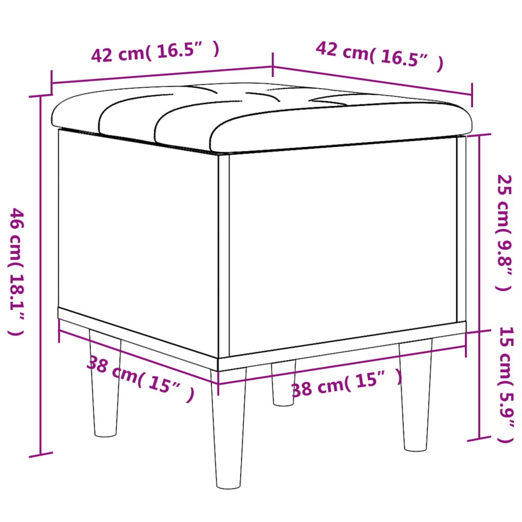 Panca Portaoggetti Nera 42x42x46 cm in Legno Multistrato 835062