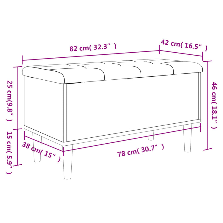 Panca Portaoggetti Nera 82x42x46 cm in Legno Multistrato 835076